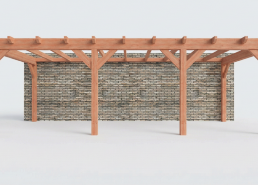 Constructiepakket aanbouwveranda | 8220x3905x2500mm links | fijnbezaagd Douglas     CP-10.2070