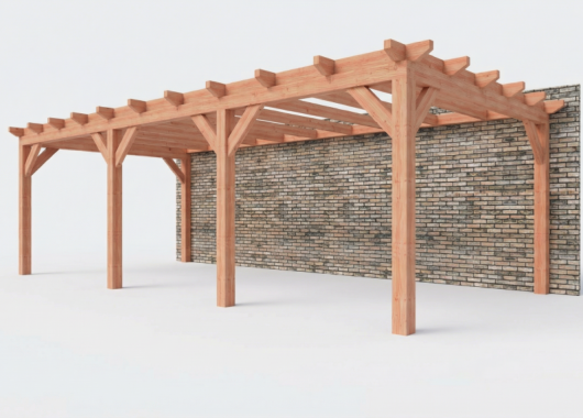 Constructiepakket aanbouwveranda | 8220x3905x2500mm links | fijnbezaagd Douglas     CP-10.2070