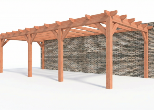 Constructiepakket aanbouwveranda | 8865x3905x2500mm links | fijnbezaagd Douglas     CP-10.2072