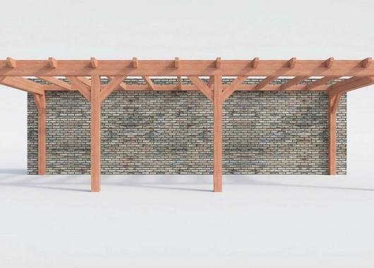 Constructiepakket aanbouwveranda | 8865x3905x2500mm rechts | fijnbezaagd Douglas     CP-10.2073