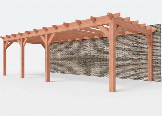 Constructiepakket aanbouwveranda | 8865x3905x2500mm rechts | fijnbezaagd Douglas     CP-10.2073