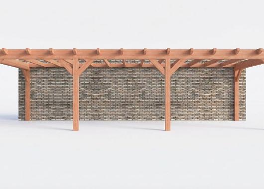 Constructiepakket aanbouwveranda | 9925x3905x2500mm rechts | fijnbezaagd Douglas     CP-10.2076