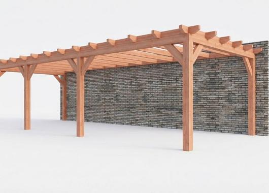 Constructiepakket aanbouwveranda | 9925x3905x2500mm rechts | fijnbezaagd Douglas     CP-10.2076