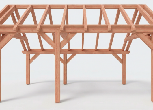Constructiepakket kapschuur | 5240x3460x3445mm | fijnbezaagd Douglas    CP-20.1002