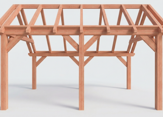 Constructiepakket kapschuur | 5310x3460x3445mm | fijnbezaagd Douglas    CP-20.1003