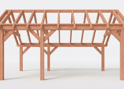 Constructiepakket kapschuur | 5885x3460x3445mm | fijnbezaagd Douglas    CP-20.1005