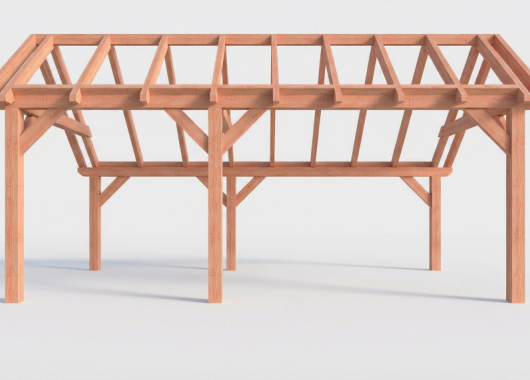Constructiepakket kapschuur | 6485x3460x3445mm | fijnbezaagd Douglas    CP-20.1007