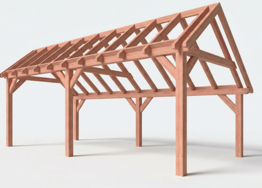 Constructiepakket kapschuur | 7660x3460x3445mm | fijnbezaagd Douglas    CP-20.1010