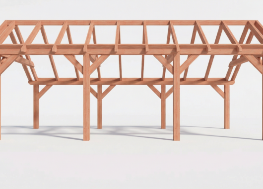 Constructiepakket kapschuur | 7690x3460x3445mm | fijnbezaagd Douglas    CP-20.1011