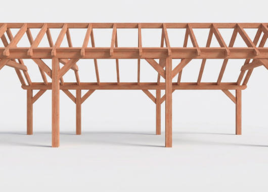 Constructiepakket kapschuur | 8150x3460x3445mm | fijnbezaagd Douglas    CP-20.1012