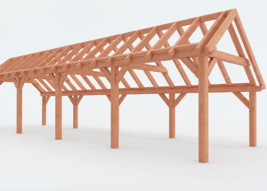 Constructiepakket kapschuur | 12190x3460x3445mm | fijnbezaagd Douglas    CP-20.1018