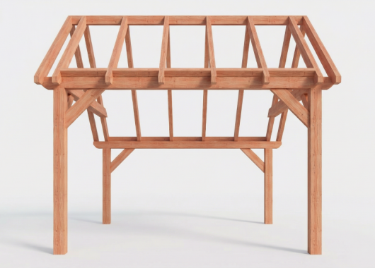Constructiepakket kapschuur | 4105x4105x3715mm | fijnbezaagd Douglas    CP-20.1026
