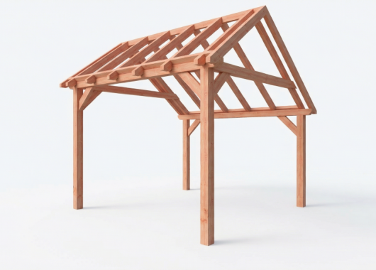 Constructiepakket kapschuur | 4105x4105x3715mm | fijnbezaagd Douglas    CP-20.1026