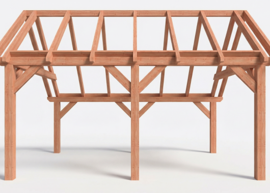 Constructiepakket kapschuur | 5310x4105x3715mm | fijnbezaagd Douglas    CP-20.1028