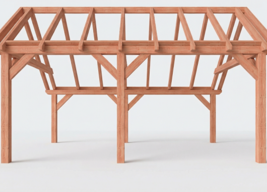 Constructiepakket kapschuur | 5840x4105x3715mm | fijnbezaagd Douglas    CP-20.1029