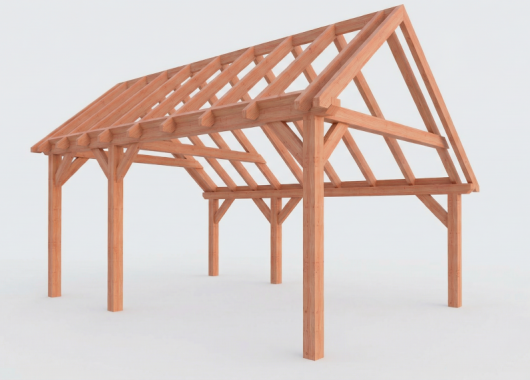 Constructiepakket kapschuur | 5885x4105x3715mm | fijnbezaagd Douglas    CP-20.1030