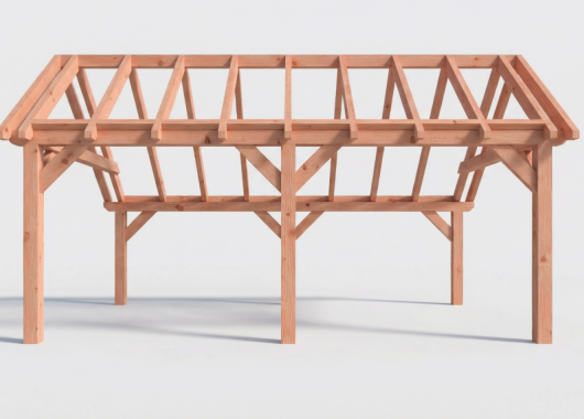 Constructiepakket kapschuur | 6370x4105x3715mm | fijnbezaagd Douglas    CP-20.1031