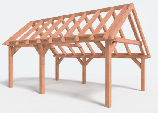 Constructiepakket kapschuur | 6485x4105x3715mm | fijnbezaagd Douglas    CP-20.1032