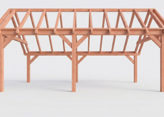 Constructiepakket kapschuur | 7015x4105x3715mm | fijnbezaagd Douglas    CP-20.1033