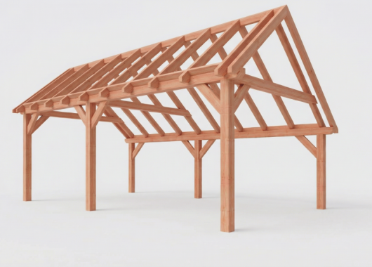 Constructiepakket kapschuur | 7015x4105x3715mm | fijnbezaagd Douglas    CP-20.1033