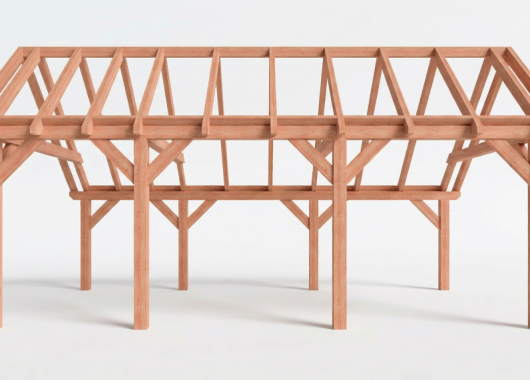 Constructiepakket kapschuur | 7090x4105x3715mm | fijnbezaagd Douglas    CP-20.1034