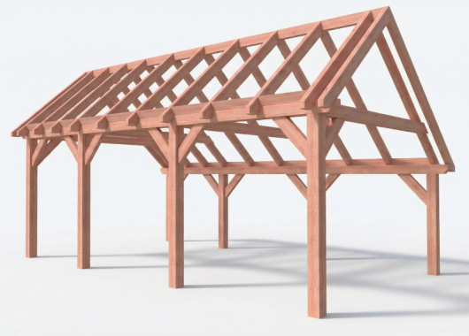 Constructiepakket kapschuur | 7090x4105x3715mm | fijnbezaagd Douglas    CP-20.1034