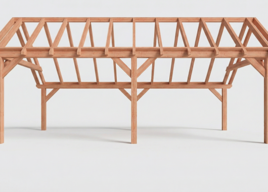 Constructiepakket kapschuur | 7690x4105x3715mm | fijnbezaagd Douglas    CP-20.1036
