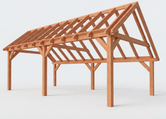 Constructiepakket kapschuur | 7660x4105x3715mm | fijnbezaagd Douglas    CP-20.1035