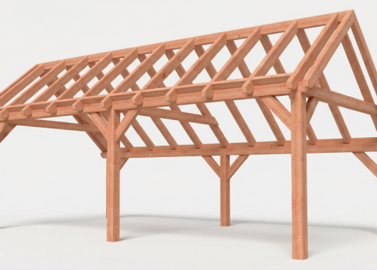 Constructiepakket kapschuur | 7690x4105x3715mm | fijnbezaagd Douglas    CP-20.1036