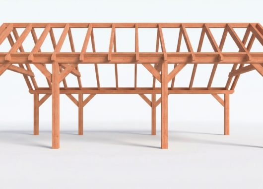 Constructiepakket kapschuur | 8150x4105x3715mm | fijnbezaagd Douglas    CP-20.1037