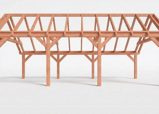 Constructiepakket kapschuur | 8220x4105x3715mm | fijnbezaagd Douglas    CP-20.1038