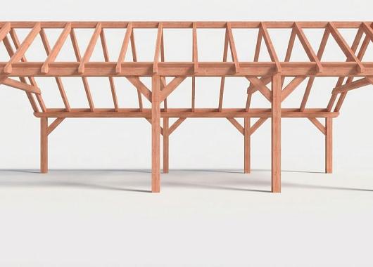 Constructiepakket kapschuur | 8865x4105x3715mm | fijnbezaagd Douglas    CP-20.1039