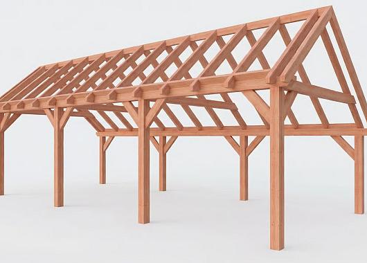 Constructiepakket kapschuur | 9280x4105x3715mm | fijnbezaagd Douglas    CP-20.1040