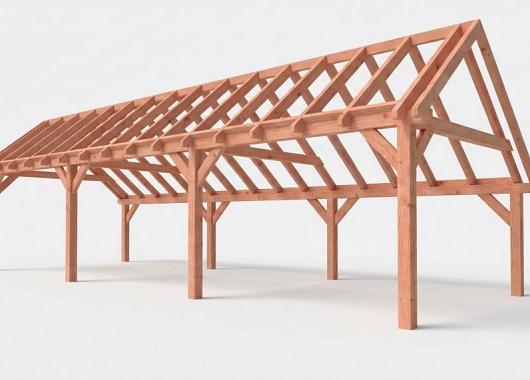 Constructiepakket kapschuur | 11215x4105x3715mm | fijnbezaagd Douglas    CP-20.1042