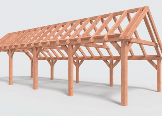 Constructiepakket kapschuur | 12190x4105x3715mm | fijnbezaagd Douglas    CP-20.1043