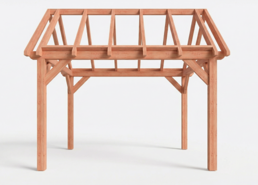 Constructiepakket zadeldak | 4105x3460x3760mm | fijnbezaagd Douglas    CP-20.2001