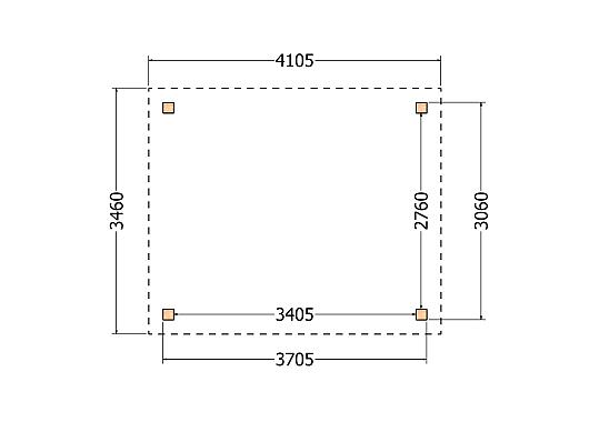Constructiepakket schilddak | 4105x3460x3760mm | fijnbezaagd Douglas    CP-20.3001