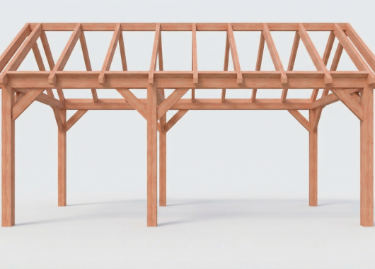Constructiepakket zadeldak | 6485x3460x3760mm | fijnbezaagd Douglas    CP-20.2007