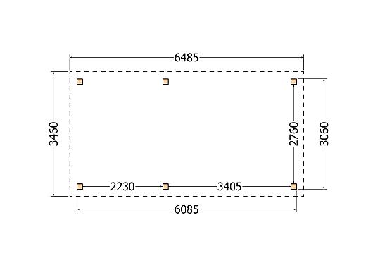 Constructiepakket schilddak | 6485x3460x3760mm | fijnbezaagd Douglas    CP-20.3007