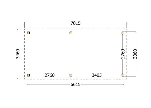 Constructiepakket schilddak | 7015x3460x3760mm | fijnbezaagd Douglas    CP-20.3008