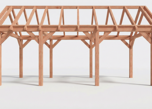 Constructiepakket zadeldak | 7090x3460x3760mm | fijnbezaagd Douglas    CP-20.2009