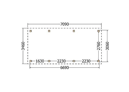 Constructiepakket schilddak | 7090x3460x3760mm | fijnbezaagd Douglas    CP-20.3009