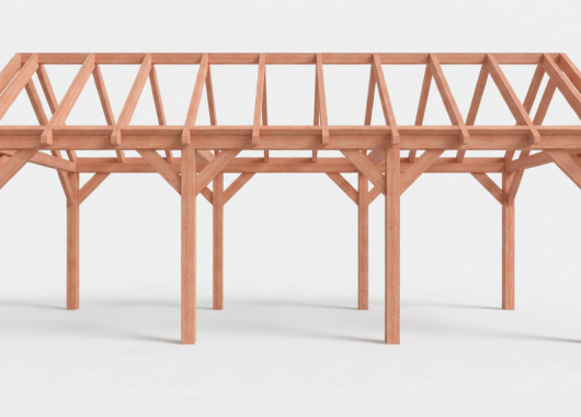 Constructiepakket zadeldak | 7690x3460x3760mm | fijnbezaagd Douglas    CP-20.2011