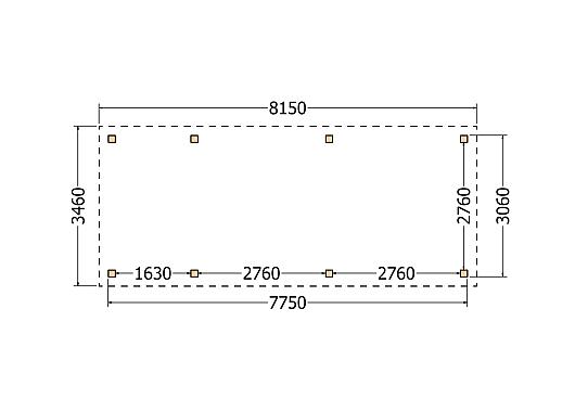 Constructiepakket schilddak | 8150x3460x3760mm | fijnbezaagd Douglas    CP-20.3012