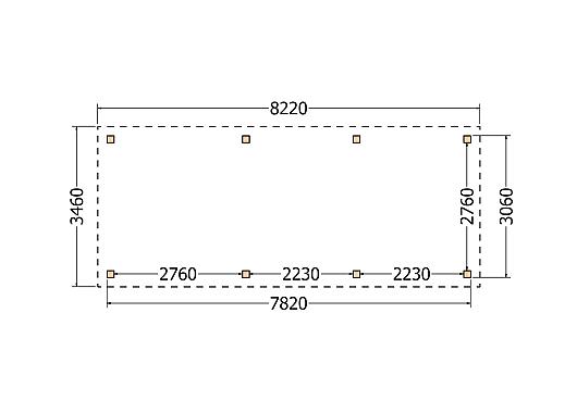 Constructiepakket schilddak | 8220x3460x3760mm | fijnbezaagd Douglas    CP-20.3013