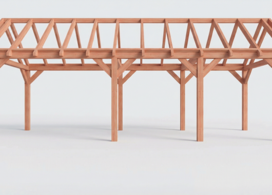 Constructiepakket zadeldak | 8865x3460x3760mm | fijnbezaagd Douglas    CP-20.2014