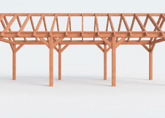 Constructiepakket zadeldak | 9280x3460x3760mm | fijnbezaagd Douglas    CP-20.2015