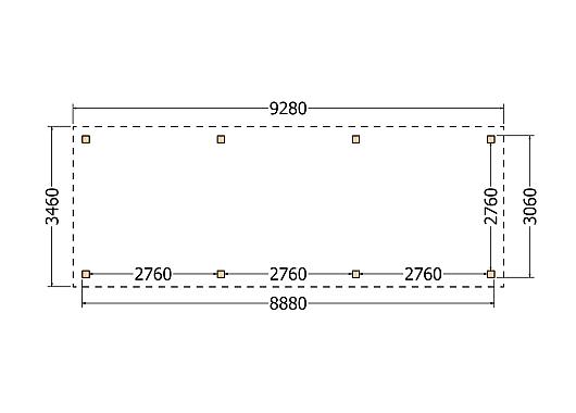 Constructiepakket schilddak | 9280x3460x3760mm | fijnbezaagd Douglas    CP-20.3015