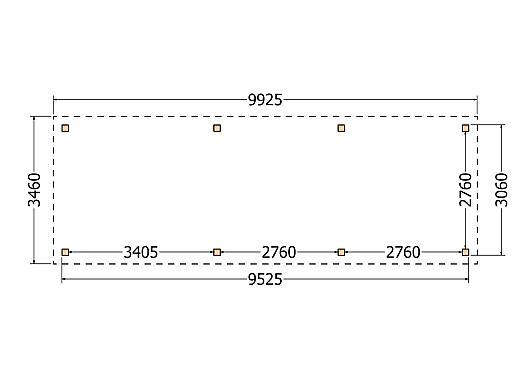 Constructiepakket schilddak | 9925x3460x3760mm | fijnbezaagd Douglas    CP-20.3016