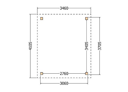 Constructiepakket zadeldak | 3460x4105x4030mm | fijnbezaagd Douglas    CP-20.2025